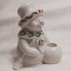 Excellent Condition Lenox Snowman With Taper or Tea Light Candle Holder No Box